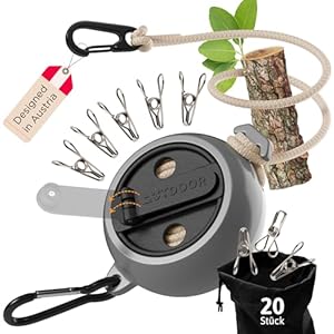 Autdoor 2023001 Ausziehbare Wäscheleine 10m