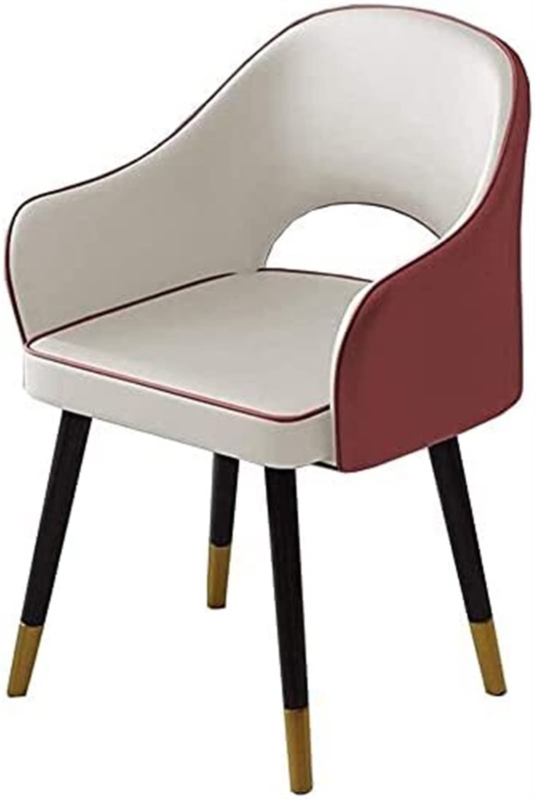SJIALEN 1 Pcs Modern Kitchen Chair, Metal Legs Living Room Chairs PU Leather High Back Padded Soft Seat Dining Chairs Kitchen Chair (Color : White red, Size : 48x42x81cm)