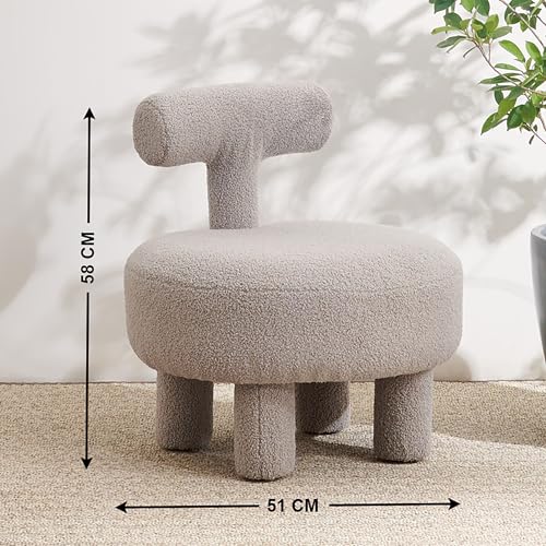 Image of Home Centre | Stallion Fabric Pouffe | Footstool for Living Room | Grey | 6 Months Warranty