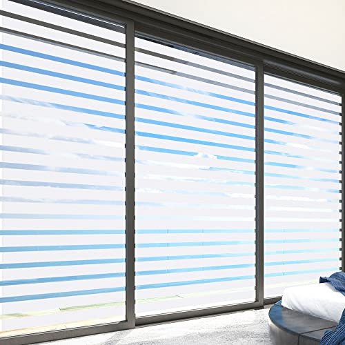 2/4 Stripe Frosted Window Film, Privacy Glass Window Sticker, Vinyl Decorative Window Decals, UV Protection Static Clings No-Glue Removable Window Film for Home Office Meeting Room(23.6 x 78.7 inch)