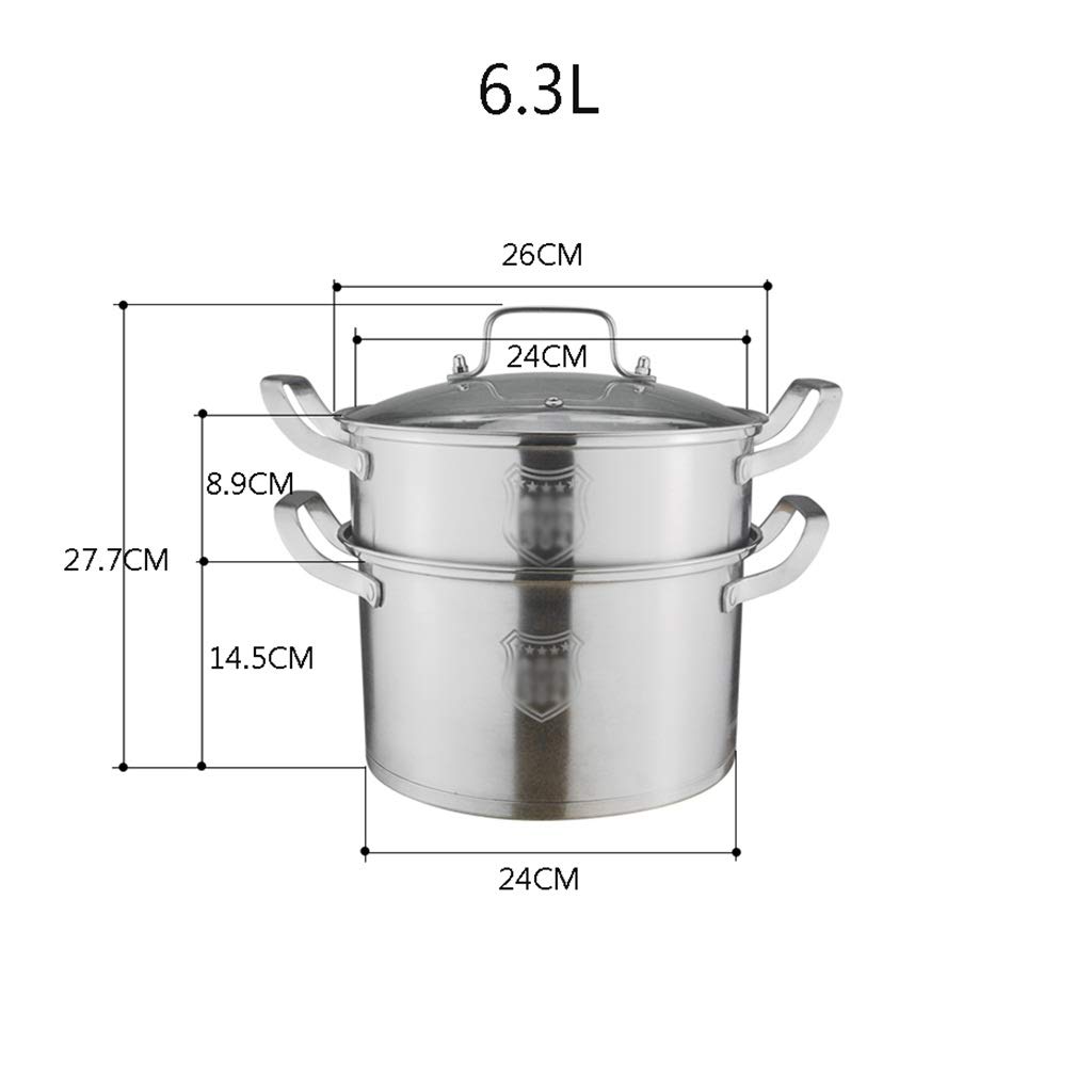 Creatore per cous cous in acciaio inox a 2 livelli con inserto a vapore a induzione, capacità 6,3 l, dimensioni ridotte 26 x 26 x 23,4 cm