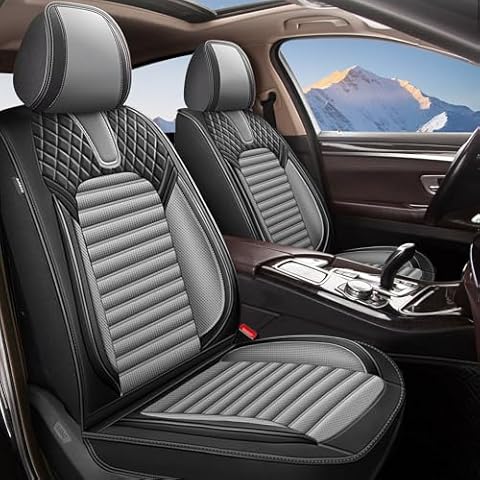 JIAMAOXIN Seat Covers Full Set Fit for Honda HR-V 2016-2025 Breathable and Waterproof Car Seat Covers 5 Seat Leather Seat Covers（Black&Grey） Cover
