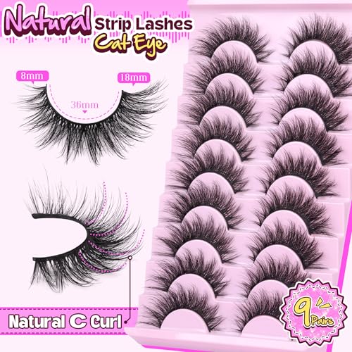 Zegaine Natural Look C Curl 9 Pairs 8-18MM Manhua False Eyelashes