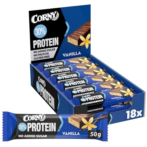 Corny Protein Power Vanille | 30% Eiweiß | Fitness & Sport Riegel | Proteinriegel Großpackung 18 x 50 g
