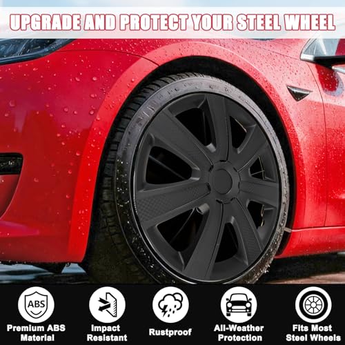 Image of 15 inch Hubcaps Set of 4, Matte Black Textured Wheel Covers, Universal ABS Snap-On Hub Caps for 15 inch Wheels, Car SUV Truck Wheel Rim Covers, Easy Installation Exterior Accessories