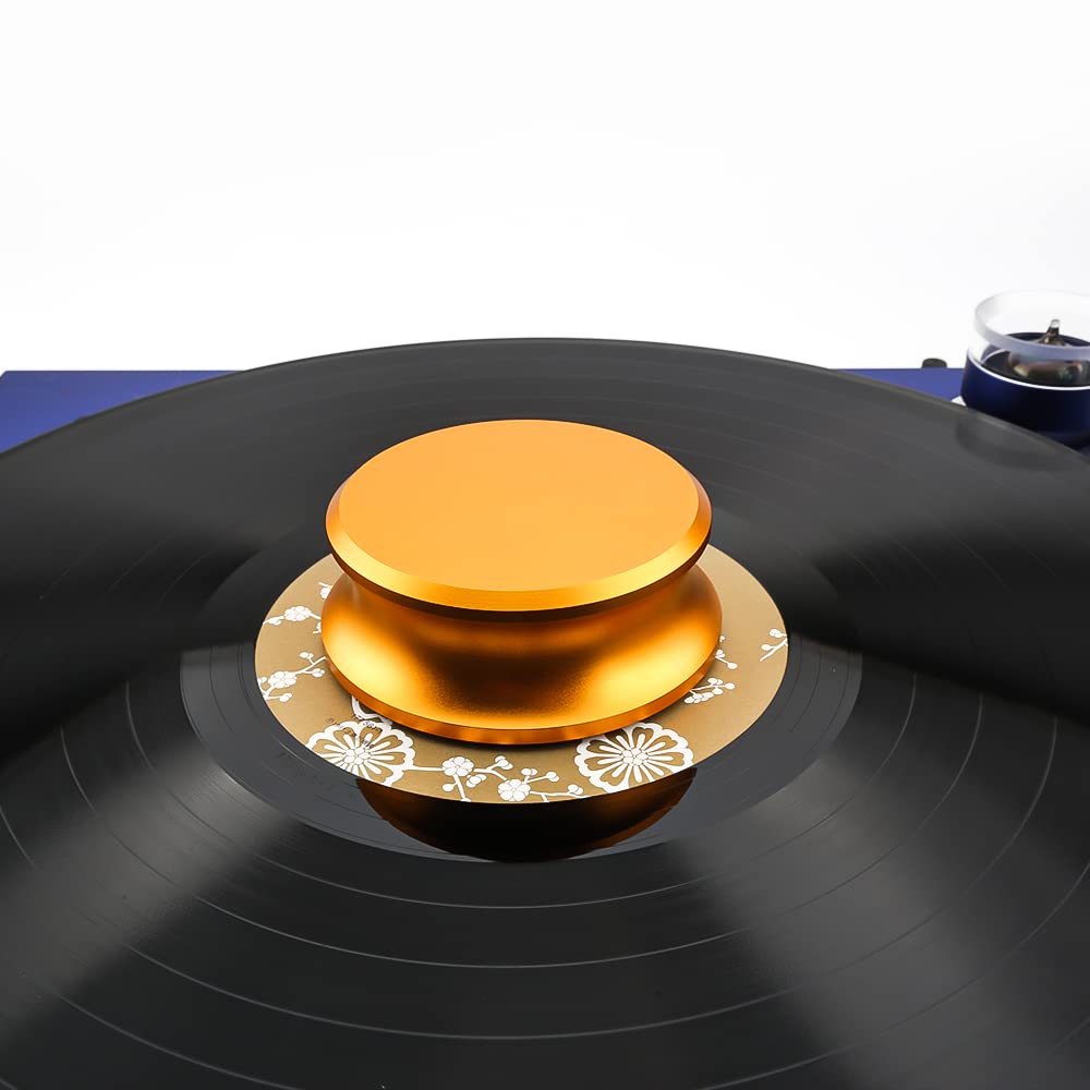 Tirstrup Turntable Weight Stabiliser Vinyl Disc Player Aluminium LP Stabiliser for Turntable Weight Stabiliser for LP Turntable Eliminates Vinyl Disc Vibrations (Golden) - Image 2