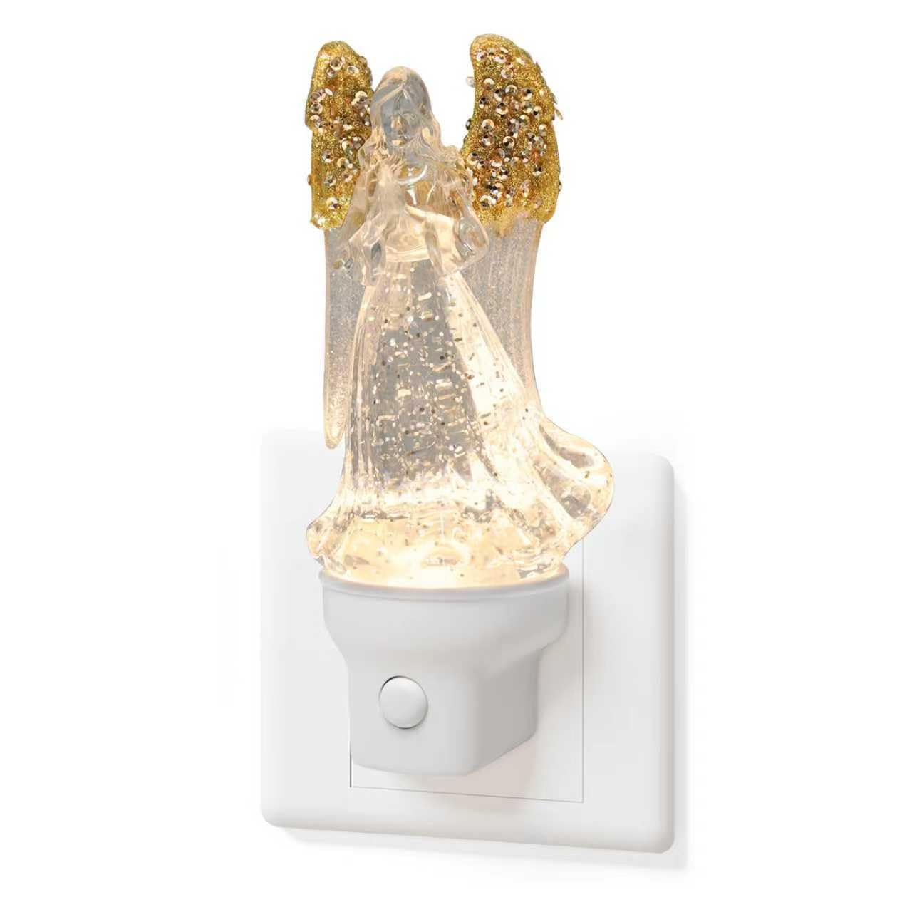 Yuxelulmai Christmas Angel Night Light Plug into Wall Swirling Glitter USB Portable Christmas Decorative Night Light Decoration for — view 9