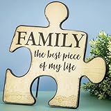 Family Puzzle Piece Plaque - 9' x 9' - 'Family: the best piece of my life' - Table or Wall Decor - Gift for Mom