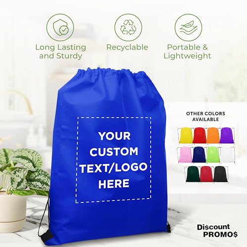 DISCOUNT PROMOS Custom Non-Woven Drawstring Backpacks Set of 1/10/50/100, Personalized Bulk Pack2