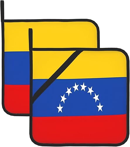 Heat Resistant Oven Hot Pads Non Slip Grip Large Potholders for Kitchen Baking Cooking 8 X 8 Inches Pack of 2 Flag of Venezuela