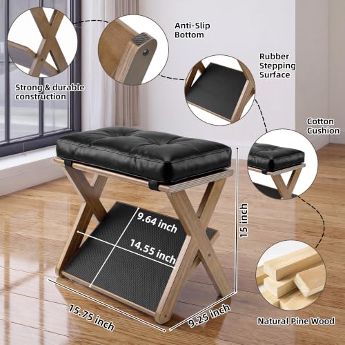 Image of Foot Rest Under Desk at Work, Solid Wood Double Step Footstool