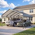 Aoxun 20x20 Metal Carport, Heavy Duty Car Garage with Galvanized Roof, Reinforced Frame, Car Tent Garage Shelter for Car, Pickup, Truck, Boat