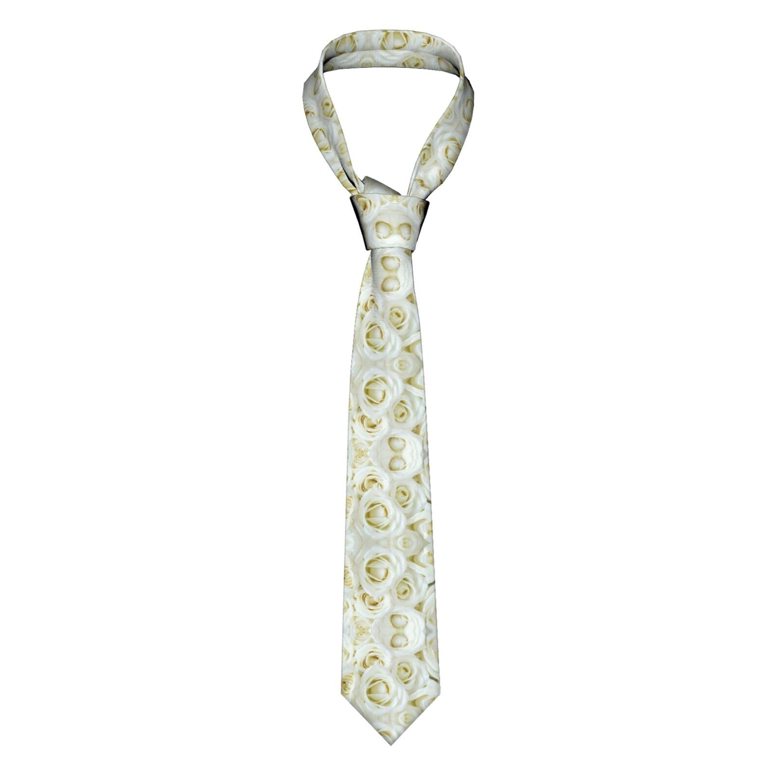 Aseelo Men's White Rose Tie Necktie Fashion Necktie For Formal Business Wedding Party