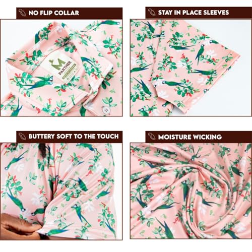 Partner Golf Shirts for Men, Short Sleeve Moisture Wicking Wrinkle Resistant Collared Shirt, Cruise Wear, Royal Parrot3