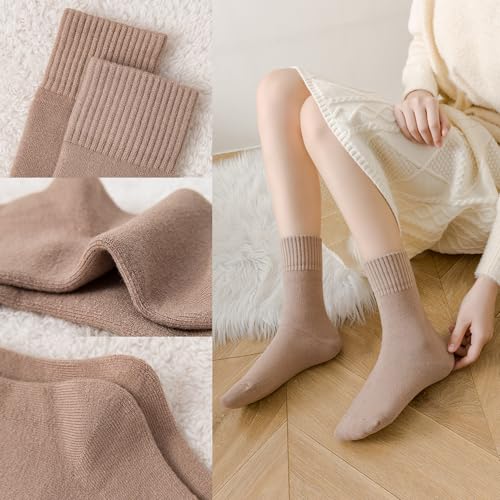 Womens Cozy Crew Socks Winter Knit Thick Soft Warm Socks for Girls 3 Pairs4
