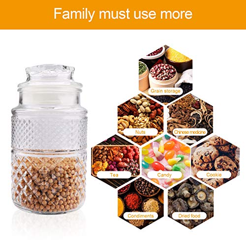 image for Flrolove 60oz Glass Food Storage Canisters Jars with Tight Lids for Ki