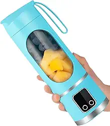 Mini Liquidificador Portátil Blender Personal com 8 Lâminas Recarregável - Shakeira Elétrica para Viagens, Academia e Liquidificador Pequeno(azul)