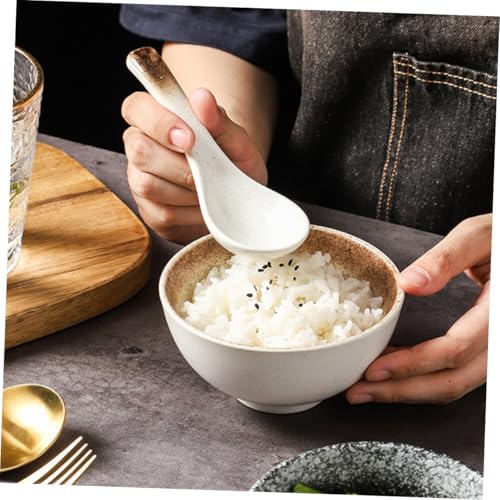 Cuillères japonaises rétro en céramique blanche de qualité supérieure - 6