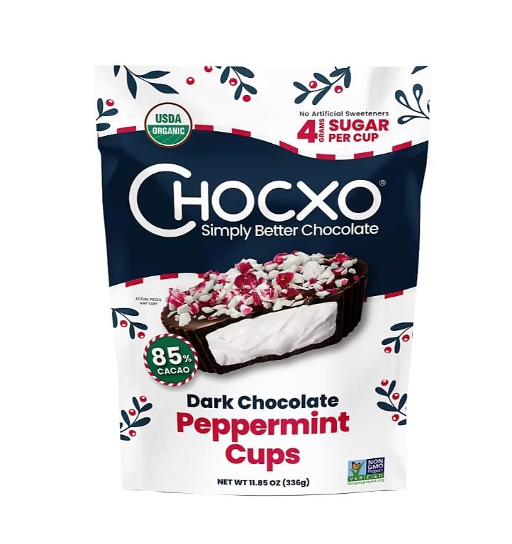 Chocxo Organic Dark Chocolate Peppermint Cups, 11.85 oz.