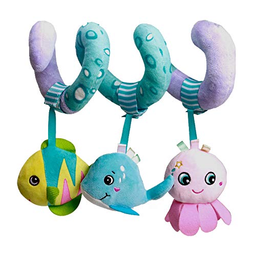 Image of willway Hanging Toys for Stroller Car Seat Crib Mobile, Infant Baby Spiral Ocean Animal Activity Toys, Baby 0-6-12 Months Toy with BB Squeaker Whale Rattles Octopus
