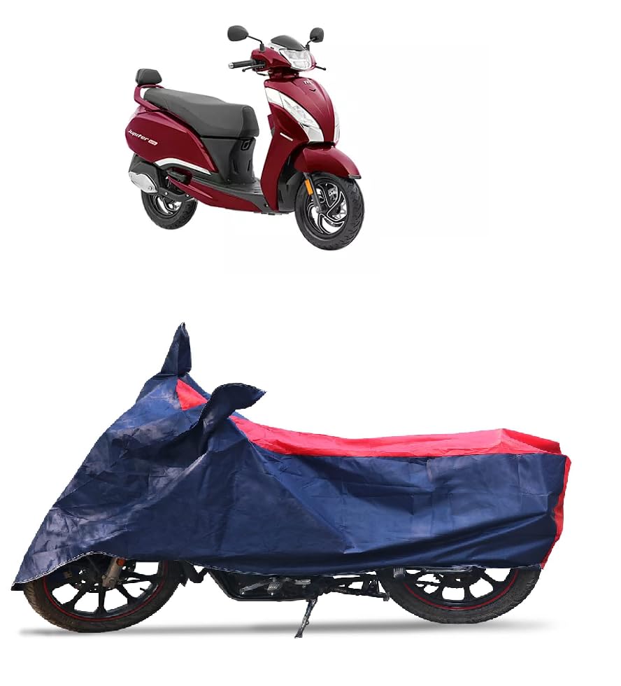 Image of TVS Jupiter Two Wheeler Cover - Dustproof - UV Protection - Waterproof Bike Body Cover (Blue,Red)