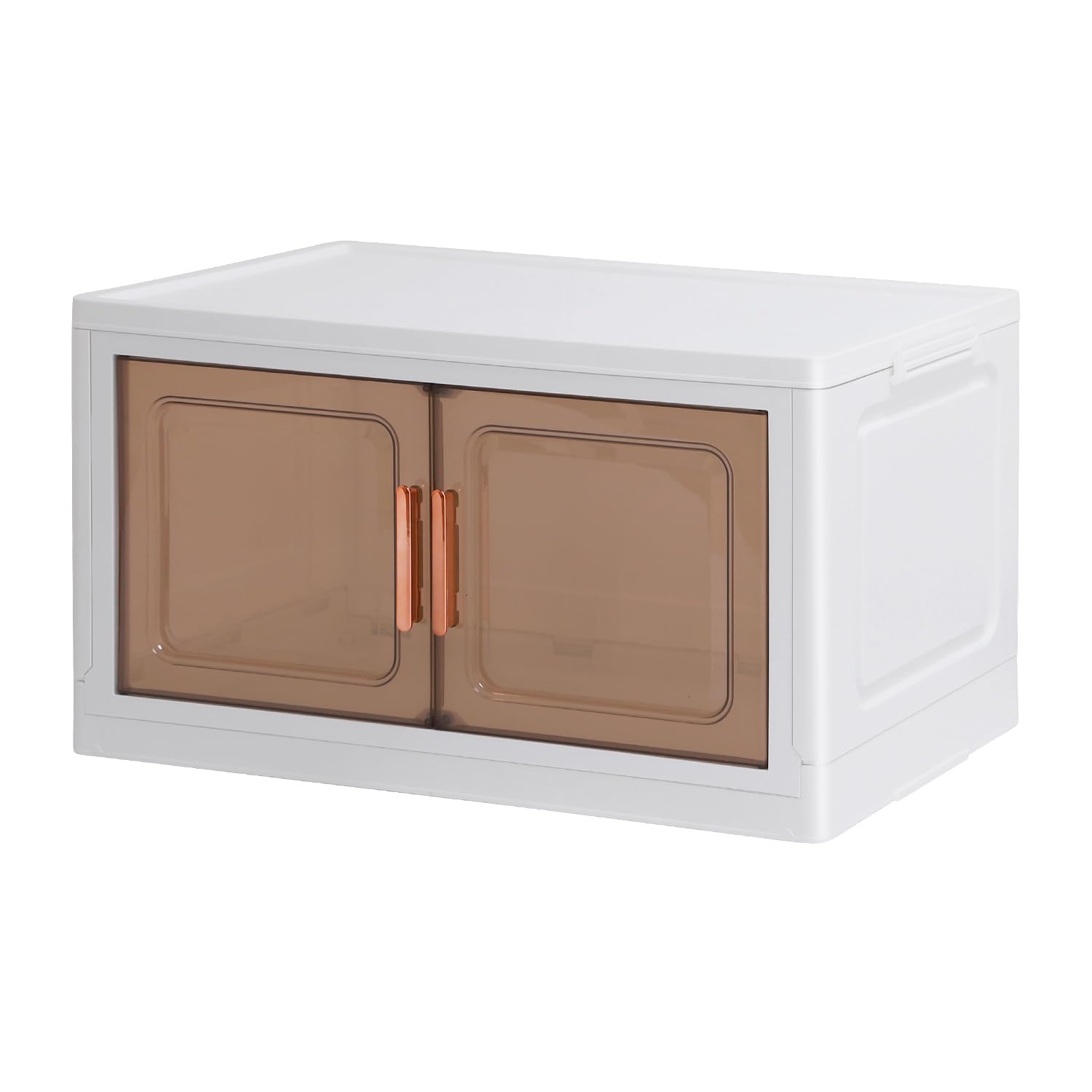 SALLOUS 1-Tier Stackble Storage Bins with Lid, 29Gal/116QT Collapsible Storage Bins with Wheels, Plastic Folding Storage Boxes, Closet Organizers for Living Room Home Office (Tawny)