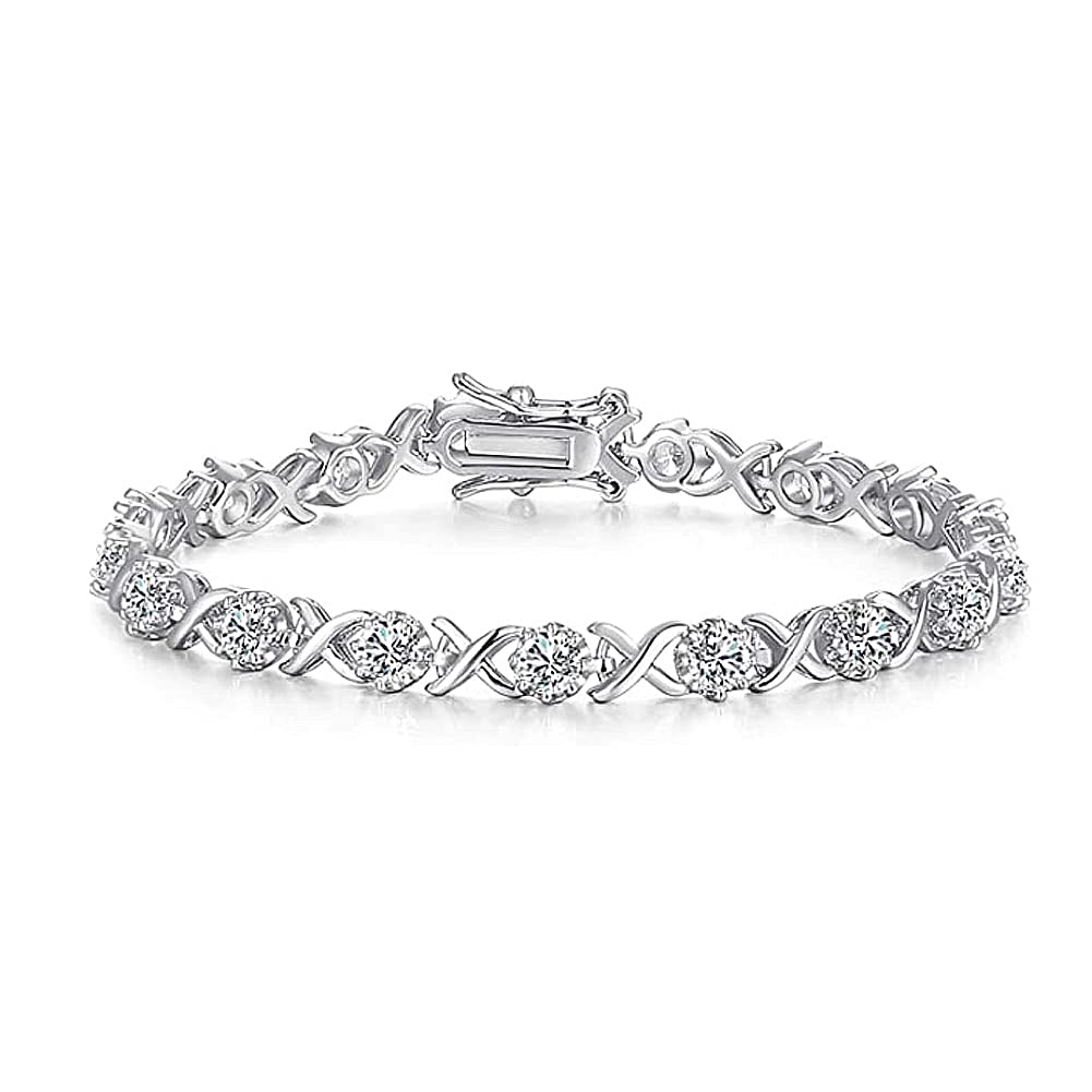 Foruiston'Foruiston Silver Bracelets & XO Tennis Bracelet 7.25''- Perfect Valentine's Day Jewelry Gifts for Women'