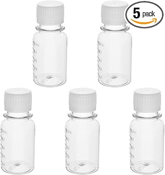 Othmro 50ml/1.7oz Plastic Lab Chemical Reagent Bottles,5pcs 22mmx83mmIDxH Round Small Mouth Liquid/Solid Sample Storage Container Sealing Bottles Clear with Anti-Theft Cap