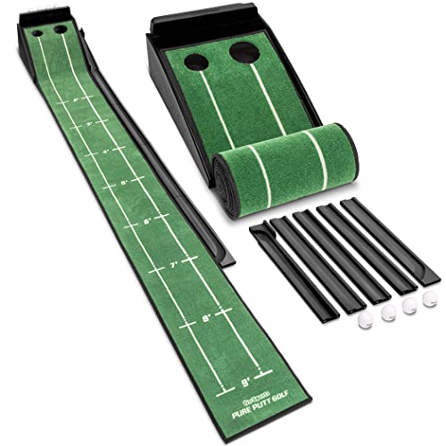 GoSports Pure Putt Golf 9 ft Putting Green Ramp - Premium Wood Training Aid for Home & Office...