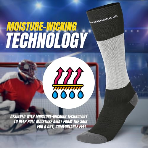 Winnwell Cut-Resistant Hockey Socks - Moisture-Wicking Gear with Double-Padded Heel & Y-Seam Toe for Ice Hockey Players4
