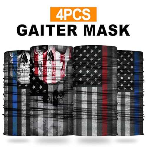 Lauzq 4Pack Neck Gaiter for Men Women Face Cover Mask Head Wrap Balaclava Headwear Bandana Headband Magic Scarf (A-Bone Flag2, one size) - Thumbnail 4
