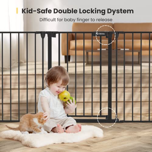 Tokkidas-244-80-Auto-Close-Baby-Gate-Extra-Wide-Dog-Gate-with-One-Hand-Operation-Hardware-Mount-Foldable-3-Steel-Panels-Angle-Deluxe-Walk-Thru-Pet-Gate-for-Stairs-Doorways-Kitchen-29-Height