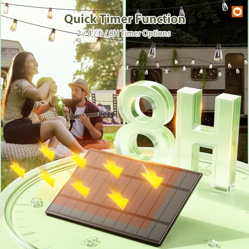 Image of addlon 102(96+6) FT Solar String Lights Waterproof,Patio Light Solar Powered with Remote & USB Port 3 Modes, 48+4 LED Shatterproof Bulbs Outdoor Lighting for Camping Porch Backyard Garden