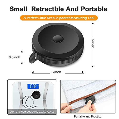 Gdminlo Soft Tape Measure Retractable Measuring For Body Fabric Sewing Tailor Cloth Knitting Craft Weight Loss Measurements Retractable Black Dual Sided Tape Measure Body Measuring 1 Pack thumb #1