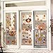 Ivenf Thanksgiving Decorations Window Clings Decor, Extra Large Autumn Fall Leaves Turkey Pumpkin Decor Indoor for Kids School Home Office Classroom Harvest Party Gifts, Double-Side Printed, 6 Sheets