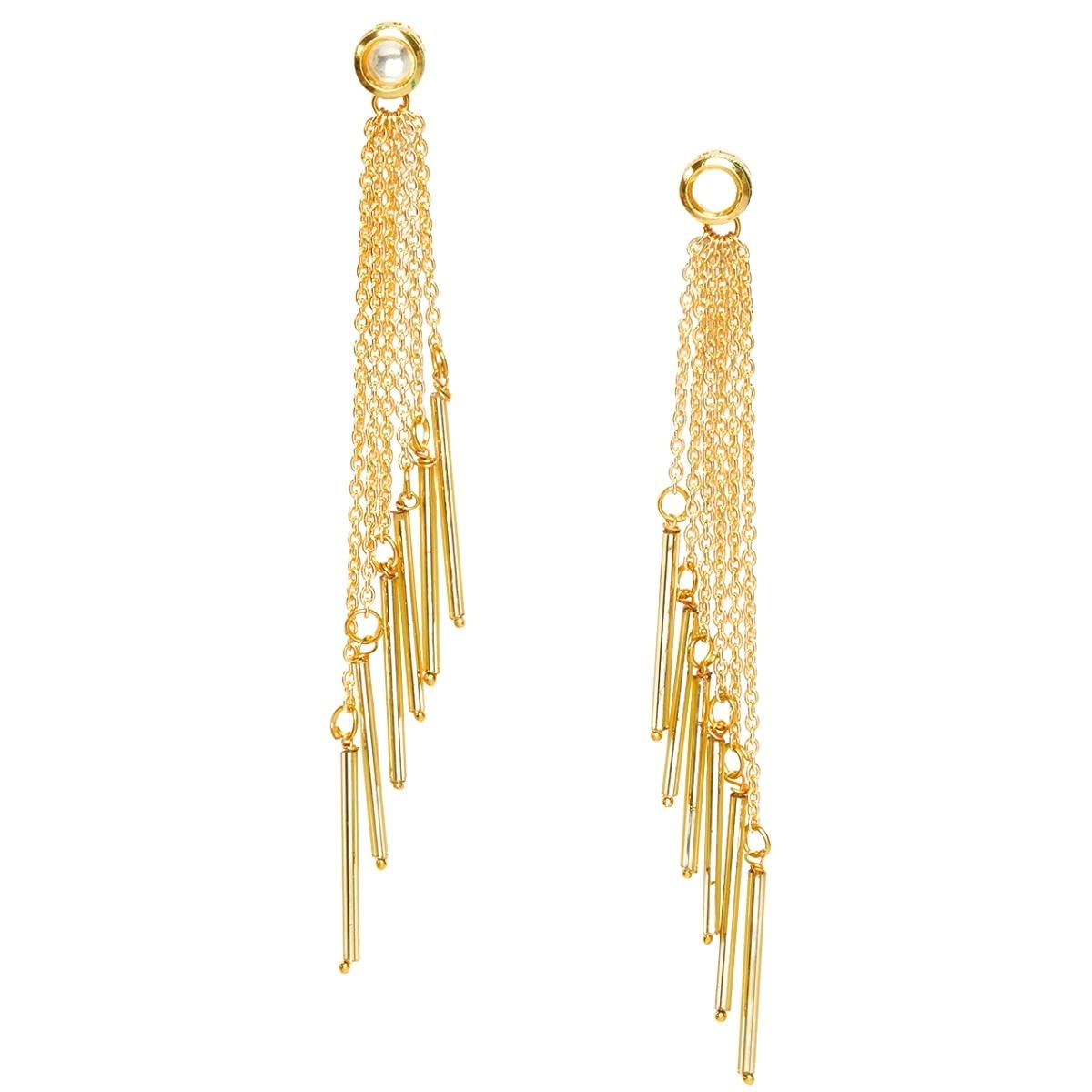 Accessher Indo Western Style Inspired Gold Plated Kundan Studded Contemporary Chain Tassels Earrings with Push Back Closure for Women And Girls Pack of 1 Pair (B079TP5SVP) Amazon Price History, Amazon Price Tracker