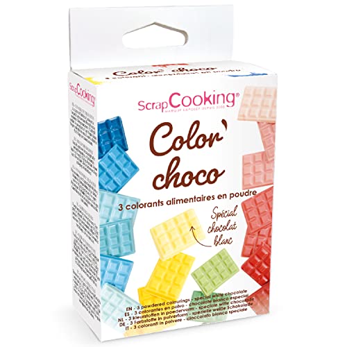 ScrapCooking - 3 Colorants Liposolubles pour Chocolats - Colorants Color’ Choco Rouge, Bleu & Jaune en Poudre - Ingrédients Pâtisserie Pâques Noël - 4012