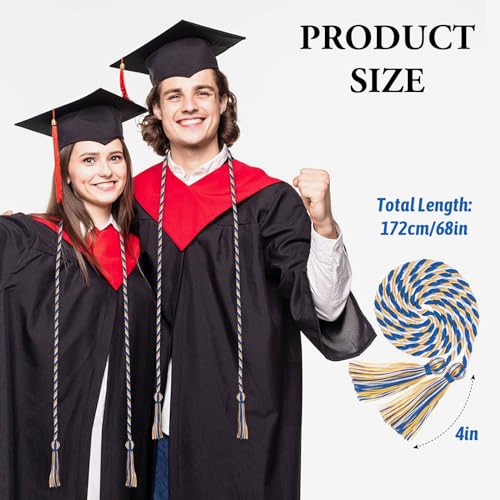 Image of ONUPGO Graduation Honor Cord, Multi-Color Graduation Cords Rayon Braided Tassel Cord for 2026, 68 inch Polyester Yarn Long Robe Honor Rope for Graduation Students, Bachelor Gown