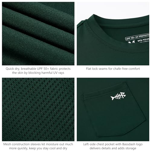 Image of BASSDASH Men's UPF 50+ Performance Long Sleeve T-Shirt UV Sun Protection Fishing Hiking Sports Shirts