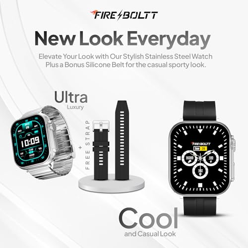 Image of Fire-Boltt Gladiator + 1.96 inch AMOLED Display Luxury Smartwatch with Silicone Strap, Rotating Crown, 115+ Sports Modes & Bluetooth Calling, AI Voice Assistant, Gaming