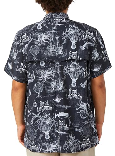 Reel Legends Mens Airflow Swim Button Up Top Medium Black Multi2