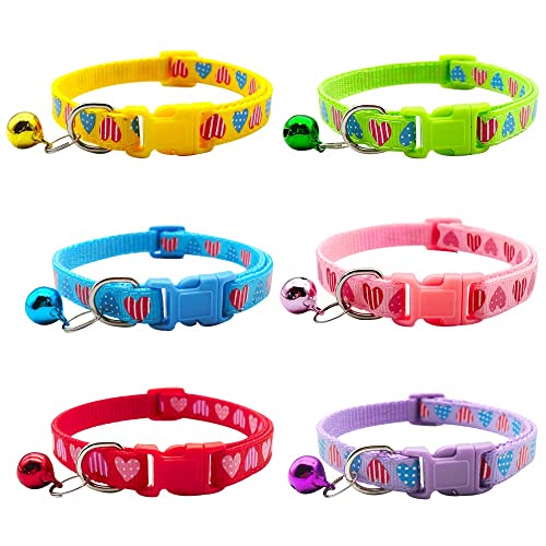 Small Dog Puppy Pet Collar Love Heart Design with Bell Nylon Adjustable Size 19-32cm Purple, Extra Small - Image 3