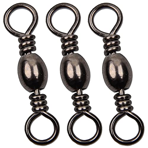 JSHANMEI Fishing Barrel Swivels High Strength Fishing Swivels Solid Ring Fishing Line Connector Copper Stainless Steel Fishing Tackle Accessories for Bass Trout Saltwater Freshwater #10 50pcs