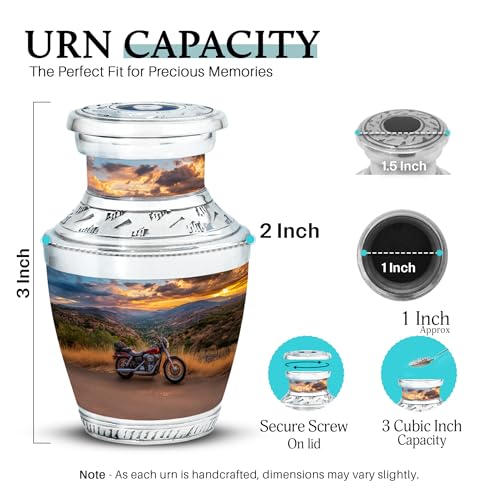 Image of Bike Urn Memorial Urns Cremation Urn for Adults 3 Inch 2 Qty | Miniature Urns for Human Ashes Human Remains Urn