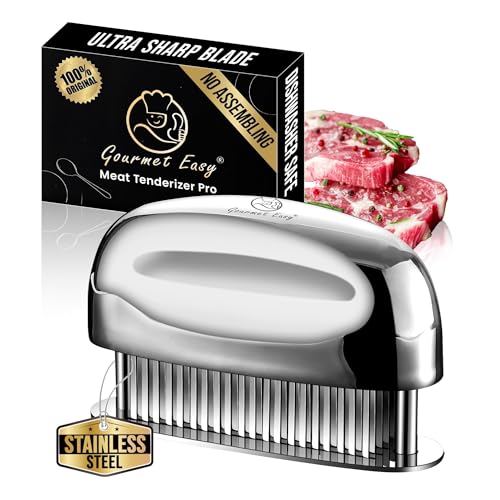 Meat Tenderizer Tool Ultra Sharp Needle Blades 100% Stainless Steel - Heavy Duty Kitchen Gadgets - Hand Held Meat Tenderizer Needle Tool - Cooking Gadgets for Tenderizing Chicken, Steak, Veal, BBQ