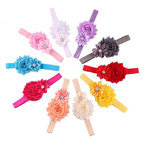 Fulltime(TM) 10pcs Baby Girl élastique Multicolor Fleur Bandeau strass bande de cheveux Photographie Accessoires