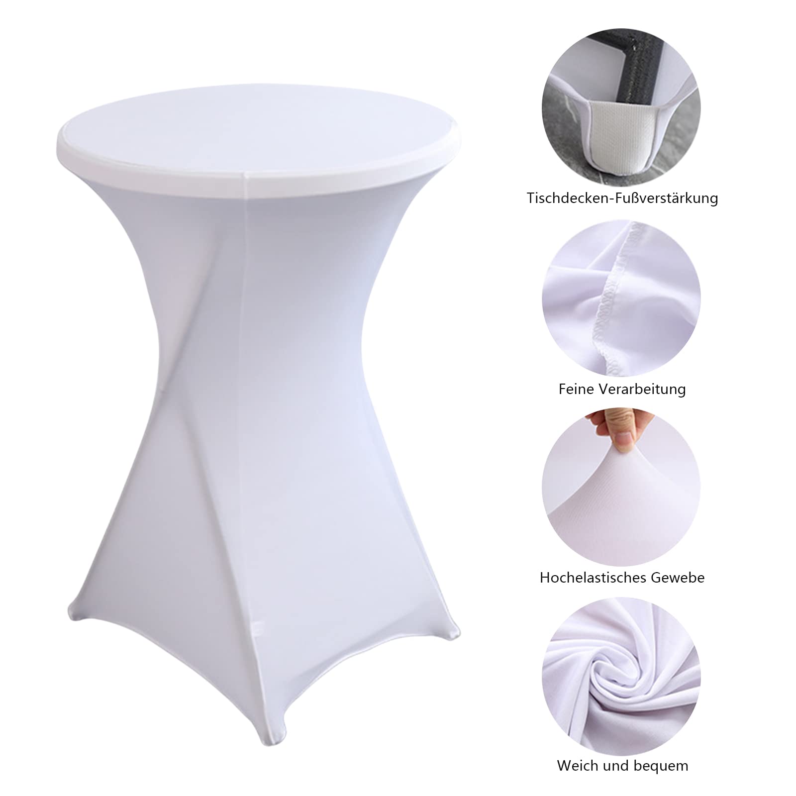 Anyasen Copritavolo Elastico Per Tavoli Da Bar - Fodera In Spandex Per Tavolini Bistrot 80cm, Ideale Per Feste E Eventi