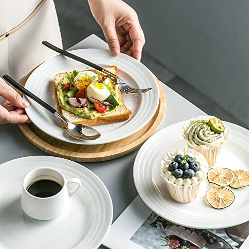 Ceramic Dinner Plates Set Of 6, 8.7 Inch Pasta Salad Plate Set, Kitchen Serving Dishes White Dinner Plates For Party, Lunch, Appetizer, Large Dinnerware Plates For Kitchen - Dishwasher, Microwave Safe #TOP7