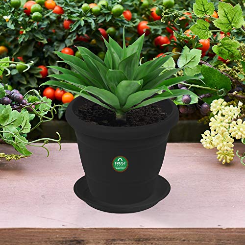 TrustBasket UV Treated Round Bottom Tray(Plate/Saucer) Suitable for 12 inch Round Plastic Pot- Black Color - Set of 3 | Heavy Duty Highly Durable Plant saucerGamla for Indoor Home Decor & Outdoor Balcony Garden