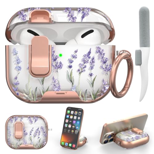 Image of for AirPods Pro 2 /1 Case with Safety Lock & Phone Stand, Lavender
